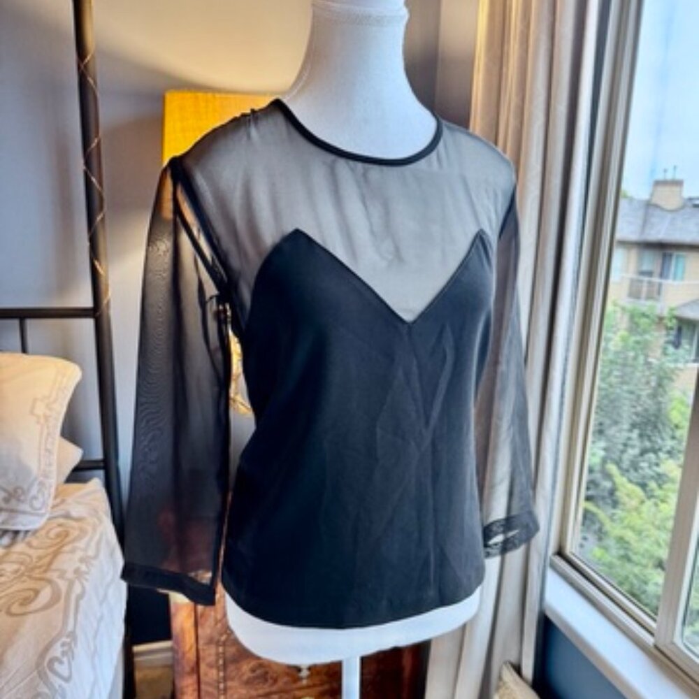 Jean Paul Gaultier x Lindex Black 3/4 Sleeve Top With Mesh